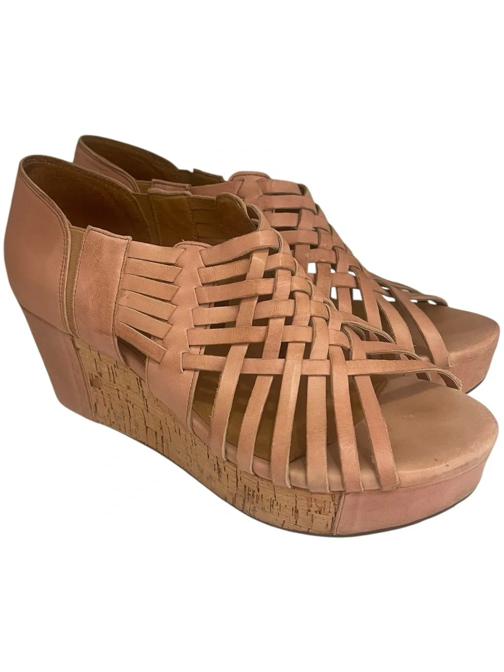 CHOCOLAT BLU Winix Strappy Platform Wedge Sandal Woven Cork Wedge Size 10